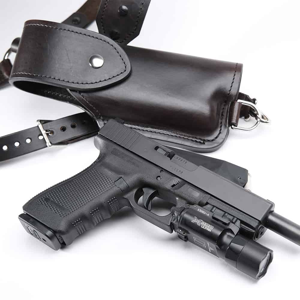 custom_leather_holster_glock2 Kirkpatrick Leather Custom shoulder holster for the glock with light